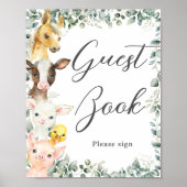 Poster Ferme rustique Animaux de ferme Baby Guest Book Si