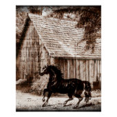 Poster Ferme Rustique Grange Cheval (Devant)
