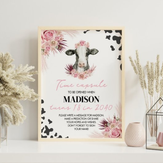 Poster Ferme Vache Anniversaire Heure Signal de la capsul