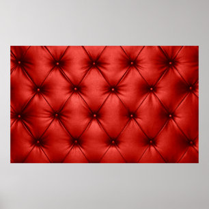 Poster Fermer la texture arrière - plan du capiton rouge