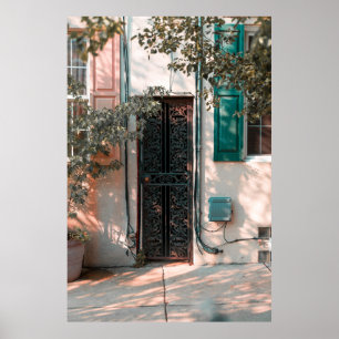 POSTER FERMER PORTE DE SÉCURITÉ EN FER FORGÉ VERT