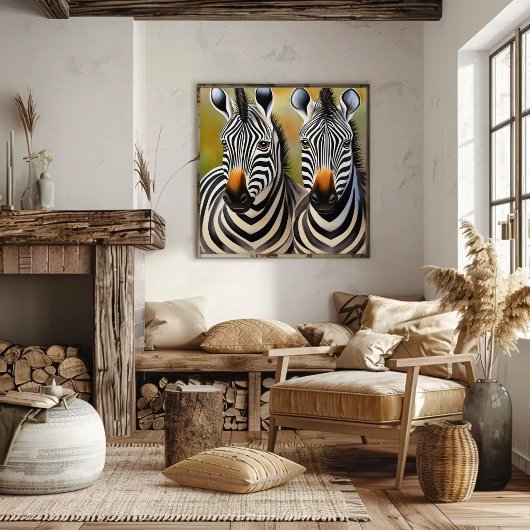 Poster Fermer Zebra Pair Bold et Striking Wildlife