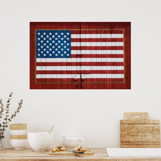 Poster Fermes | American Flag Barn Mural (Cuisine)