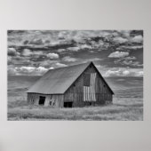 Poster Fermes | BW American Flag Barn Scene (Devant)