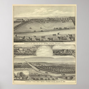 Poster Fermes du comté de Saunders, Nébraska