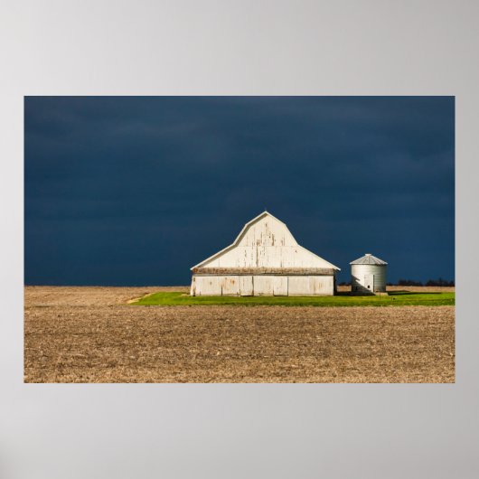 Poster Fermes | Grange blanche & Silo (Devant)