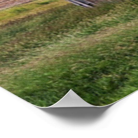 Poster Fermes | Grange rouge rustique avec drapeau améric (Coin)