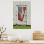Poster Fermes | Porte Blanche Avec Drapeau Américain (Cuisine)