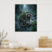 Poster Fern Raccoon Forest Mischief (Cuisine)