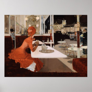 Poster Fernand Lungren, In the Cafe, Paris, c1883