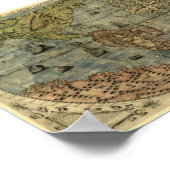 Poster Fernando Bertelli 1565 Carte du Monde (Coin)