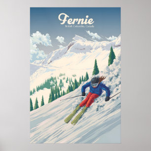 Poster Fernie Colombie-Britannique Canada Station de ski 