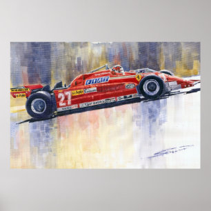 Poster Ferrari 126 CK Gilles Villeneueve espagnol GP 1981
