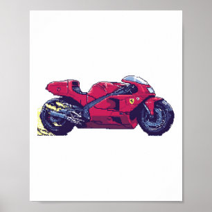 Poster Ferrari Concept Bike - Retro Pixel Art Sticker
