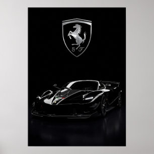 Poster Ferrari FXX-K Hypercar noire Supercar sombre