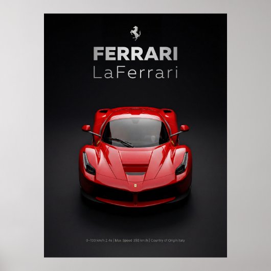 Poster Ferrari LaFerrari Hypercar Rouge (Devant)
