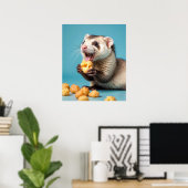 Poster Ferret Cute Manger Fromage Poufs (Bureau à domicile)