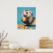 Poster Ferret Cute Manger Fromage Poufs (Cuisine)