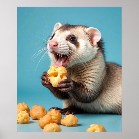 Poster Ferret Cute Manger Fromage Poufs (Devant)