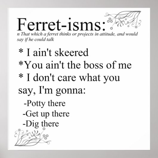 Poster Ferret-isms & Sayings Imprimer (Devant)