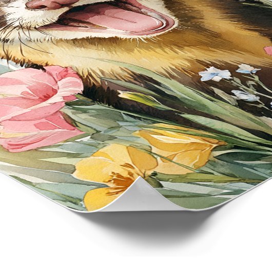 Poster Ferret souriant - Aquarelle douce P (Coin)