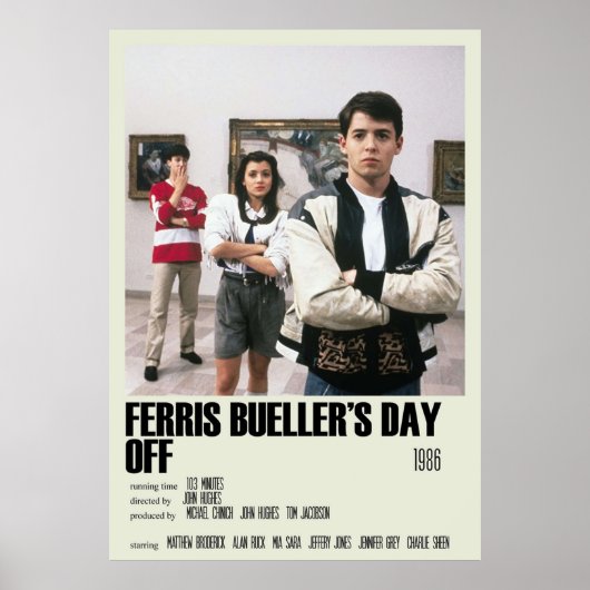 Poster Ferris Buellers Day off Alternative Art Movie Larg (Devant)