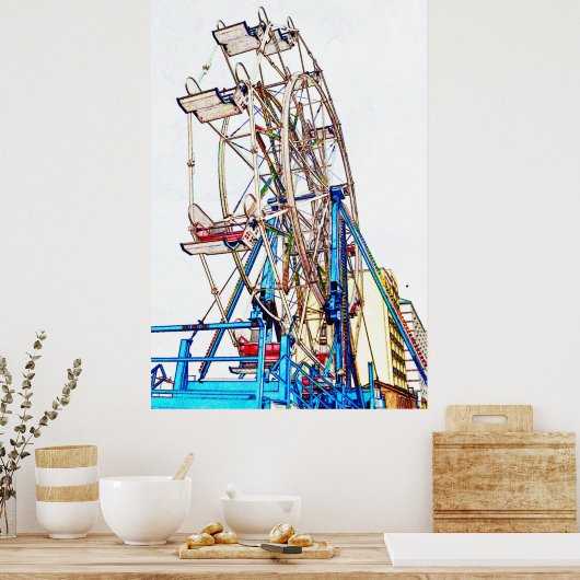 Poster Ferris Wheel-Chalk Outline par Shirley Taylor (Cuisine)