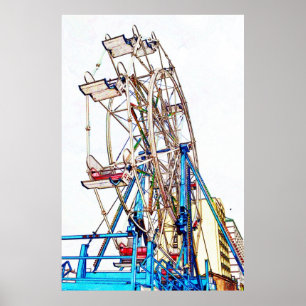 Poster Ferris Wheel-Chalk Outline par Shirley Taylor