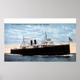 Poster Ferry de voiture Pere Marquette 21 Crossing Lake M