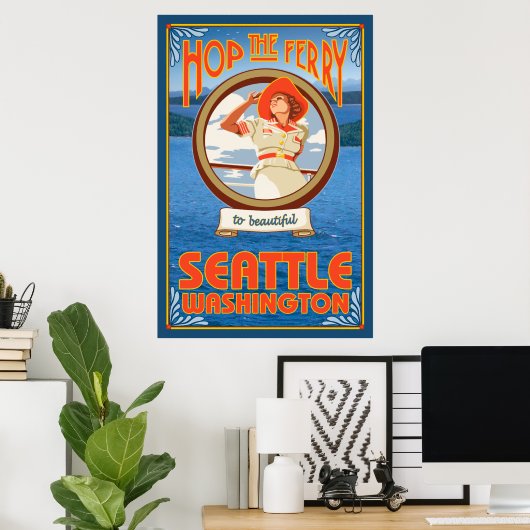 Poster Ferry pour femme - Seattle, Washington (Bureau à domicile)