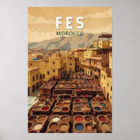 Fès Maroc Illustration Voyage Art Vintage