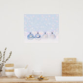 Poster Festif boules de Noël en argent sur la neige (Cuisine)