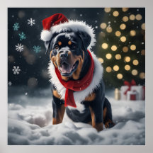 Festif chien Rottweiler de Noël avec chapeau de Pè