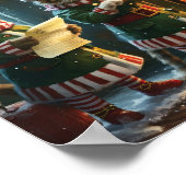 Poster Festif Elfes de Noël se préparant pour Père Noël (Coin)