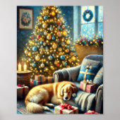 Poster Festif Golden Retriever Noël (Devant)