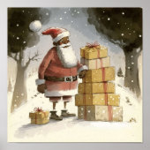 Poster Festif : Joyeux Père Noël Noir (Devant)