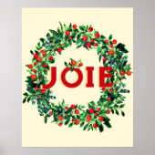 Poster Festif Noël Berry Wreath Joy French (Devant)