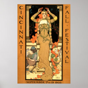 Poster Festival d'automne Art nouveau vintage de Cincinna