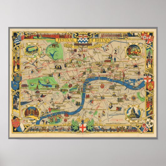 Poster Festival de Britain : Guide to London Map (Devant)
