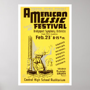 Poster Festival de musique Amérique 1938 WPA