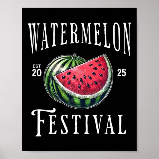 Poster Festival de pastèque 2025 Melon Fruits Vacances d' (Devant)