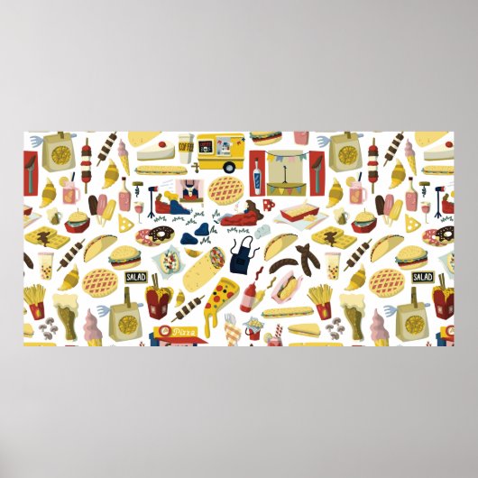 Poster Festival des camions de nourriture dessin animé él (Devant)