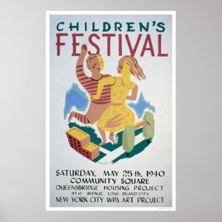 Poster Festival des enfants NYC 1940 WPA