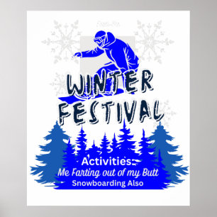 Poster Festival d'hiver Farting et Snowboard
