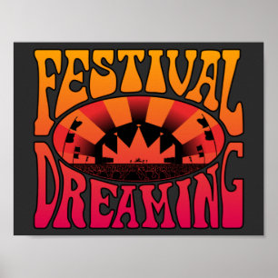 Poster Festival Dreaming Vintage Retro Red-Yellow Graphic