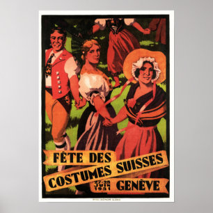 Poster Festival Fete Des Costumes Suisses Geneve 1931