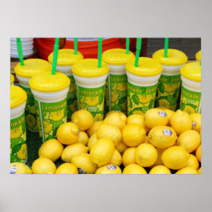 Poster Festival Lemonade Stand Lemons and Tall Drink Cups