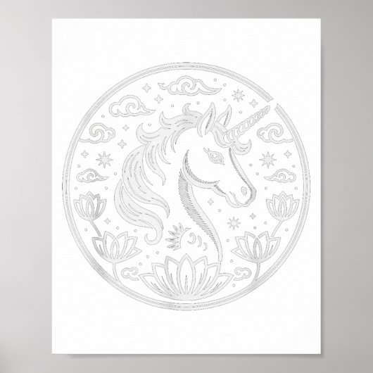 Poster Festive 2026 Unicorn Year Of Horse Lunar Lady Zodi (Devant)