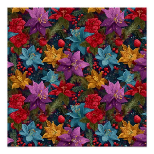 Poster Festive Christmas Botanical Pattern (Devant)