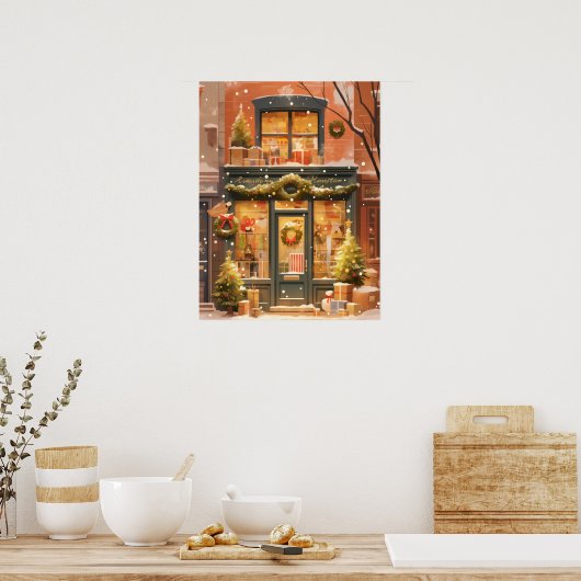 Poster Festive Christmas Storefront Scene (Cuisine)